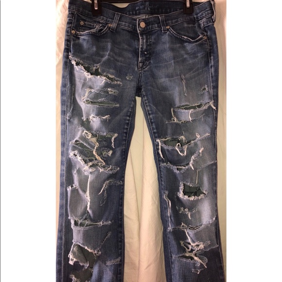 7 of All ManKind Destroyed Distressed Denim Size32 - Picture 6 of 6
